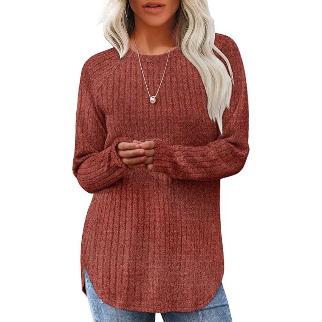 Loose fit crew neck sweater tunic