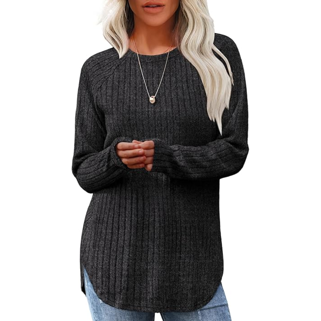 Loose fit crew neck sweater tunic