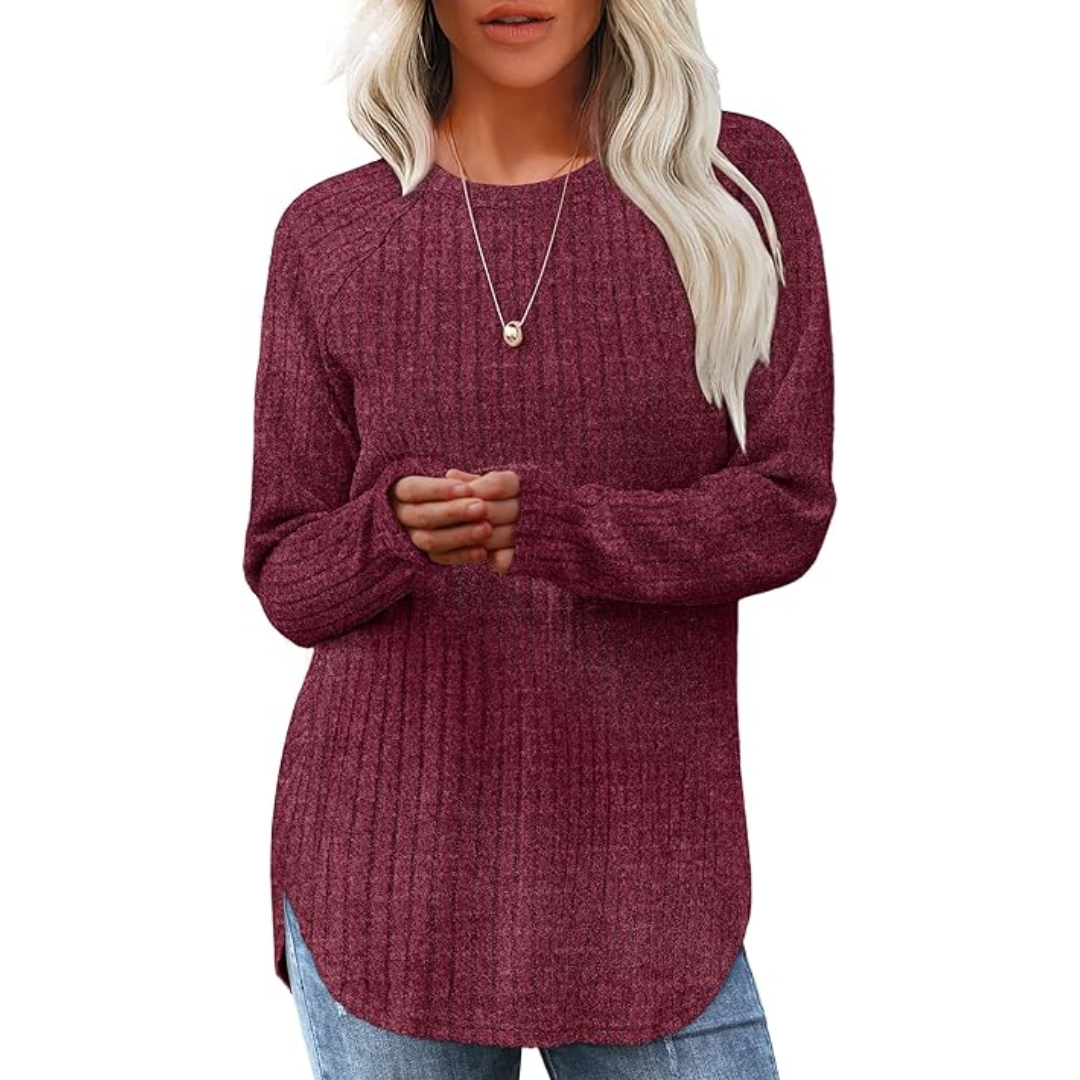 Loose fit crew neck sweater tunic