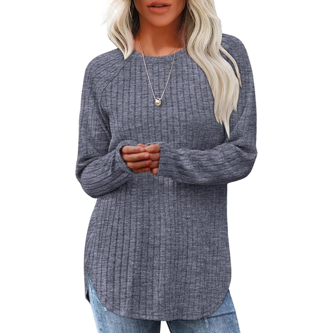 Loose fit crew neck sweater tunic