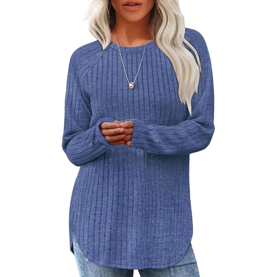 Loose fit crew neck sweater tunic
