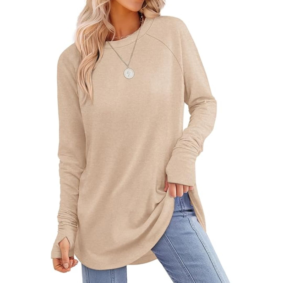 Dames lange mouw tuniek top met duimgaten