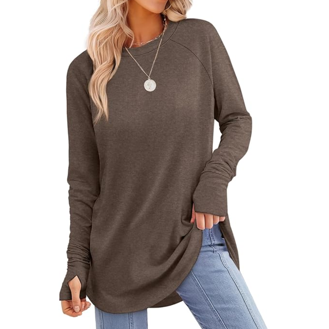 Dames lange mouw tuniek top met duimgaten