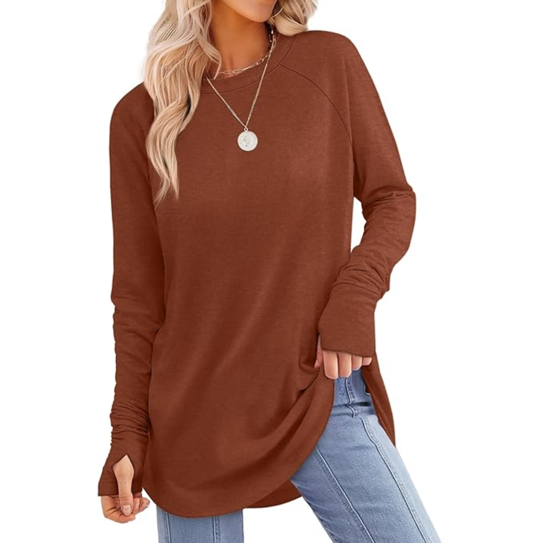 Dames lange mouw tuniek top met duimgaten