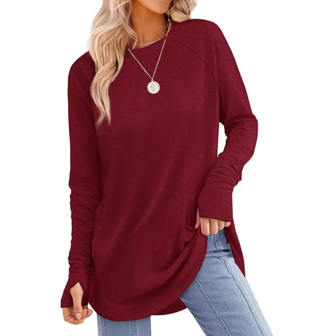 Dames lange mouw tuniek top met duimgaten