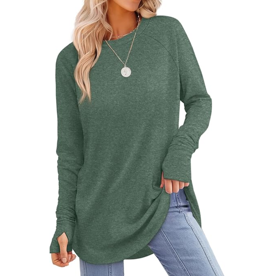 Dames lange mouw tuniek top met duimgaten