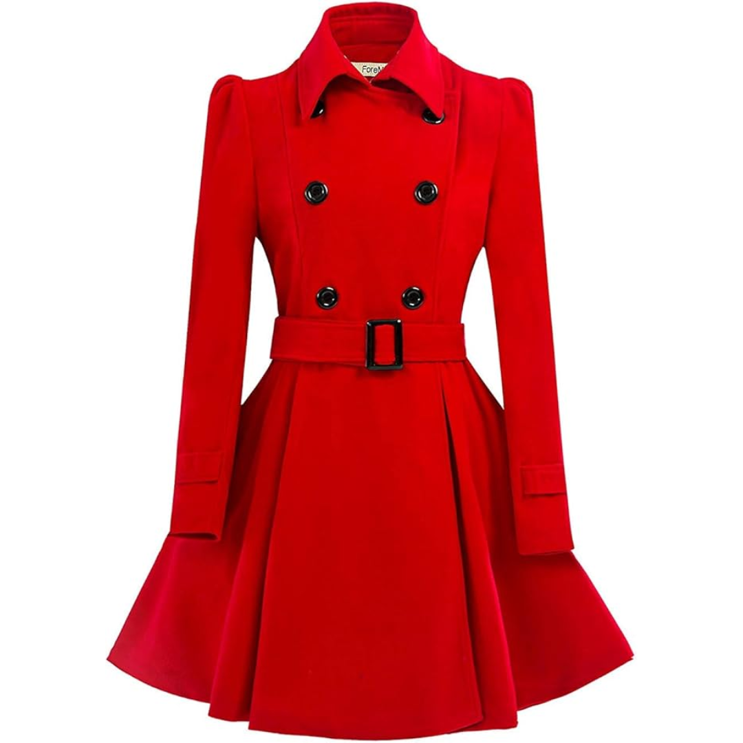 Dubbelzijdige wol peacoat met riem