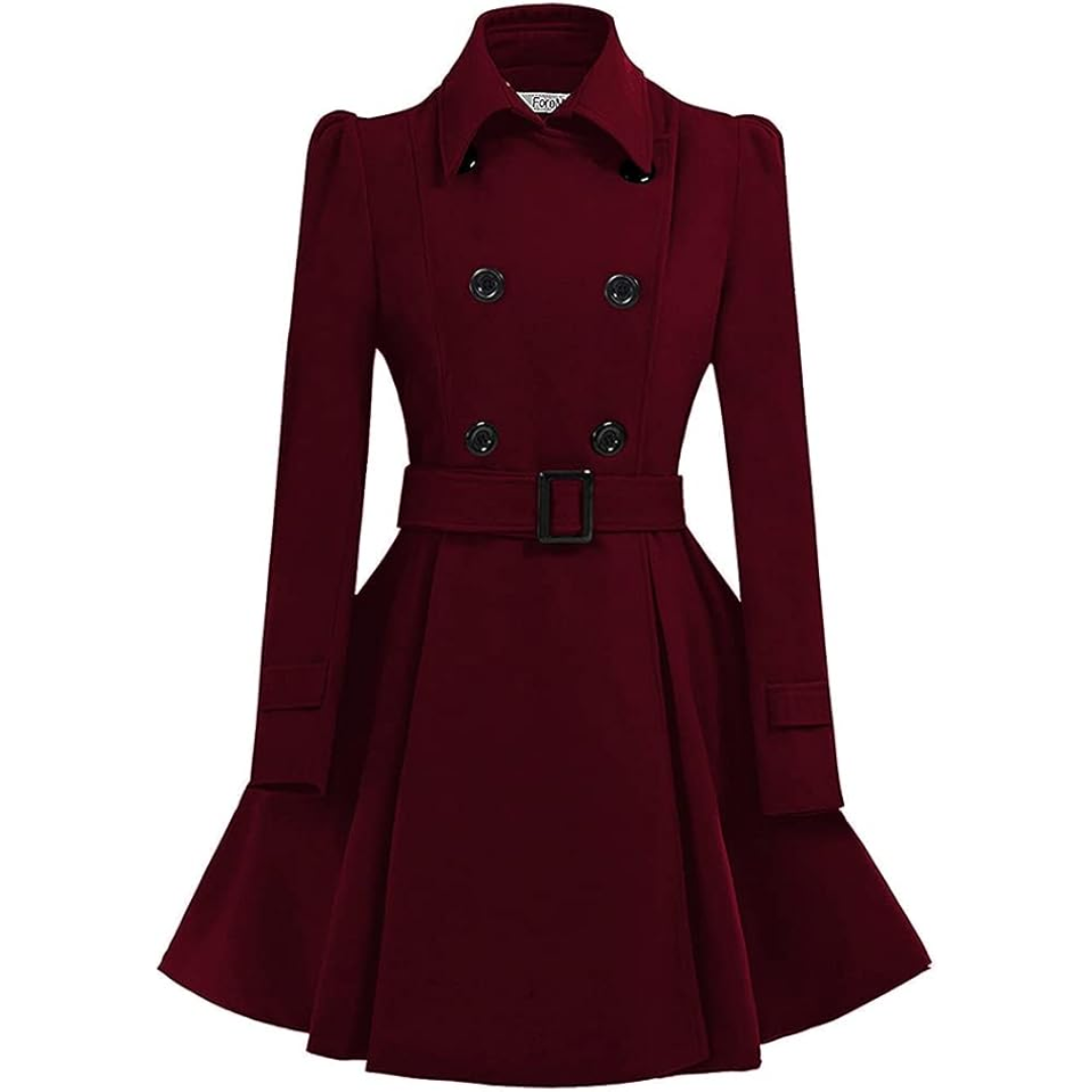 Dubbelzijdige wol peacoat met riem