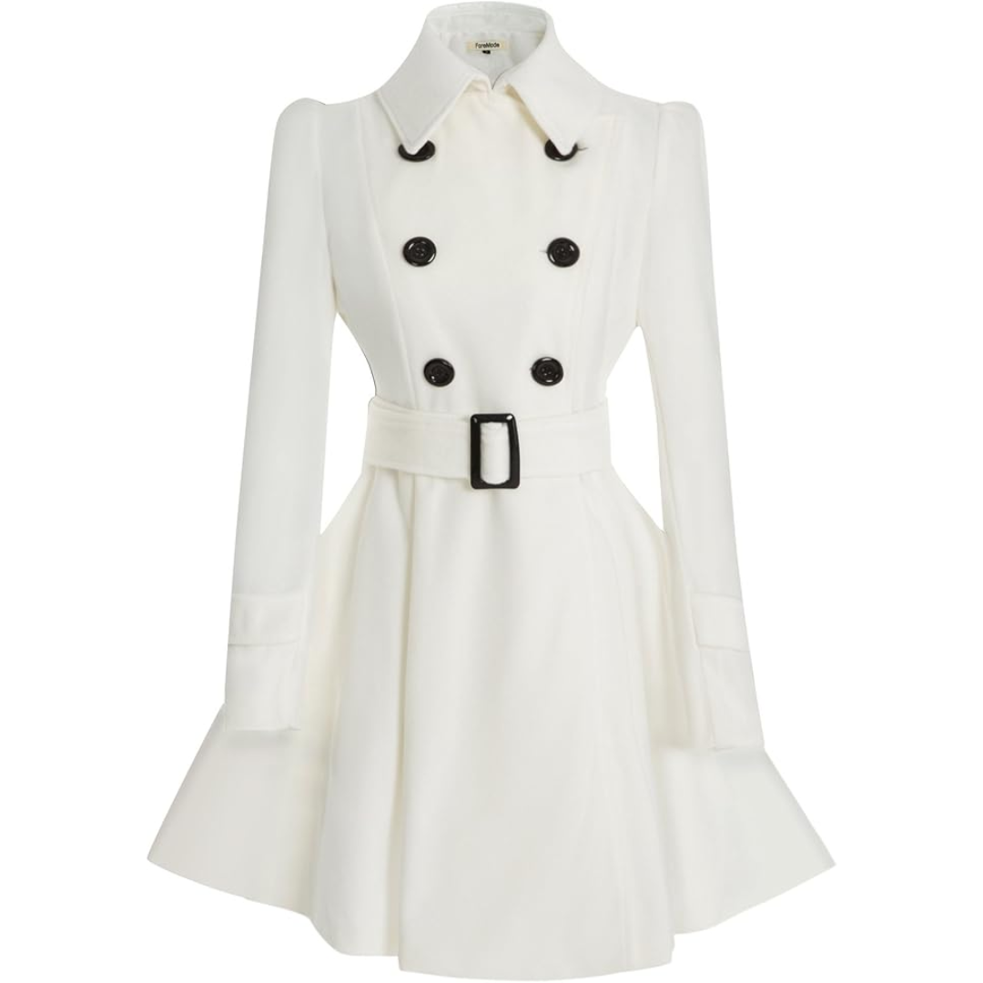 Dubbelzijdige wol peacoat met riem