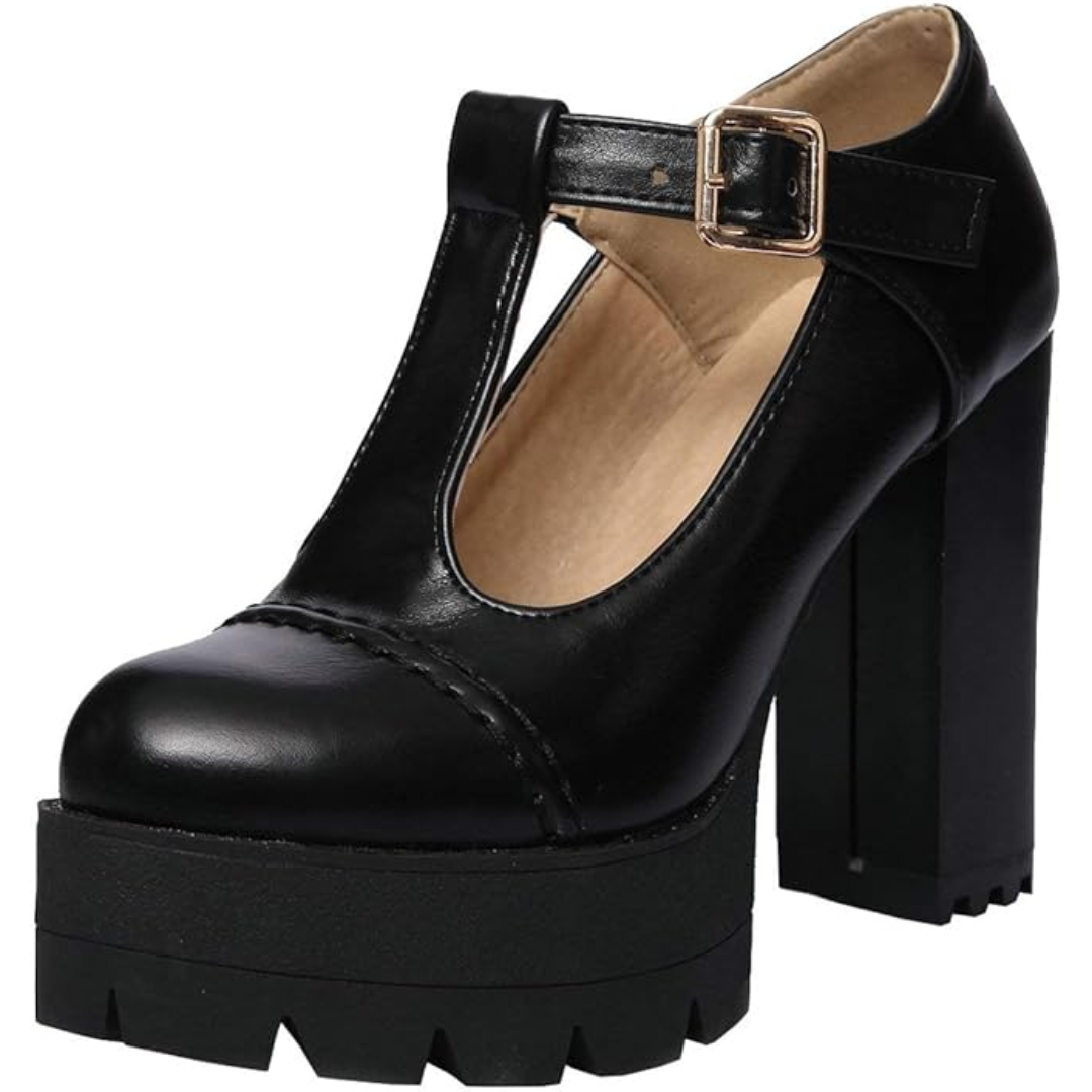 T-Strap chunky plateau hakken