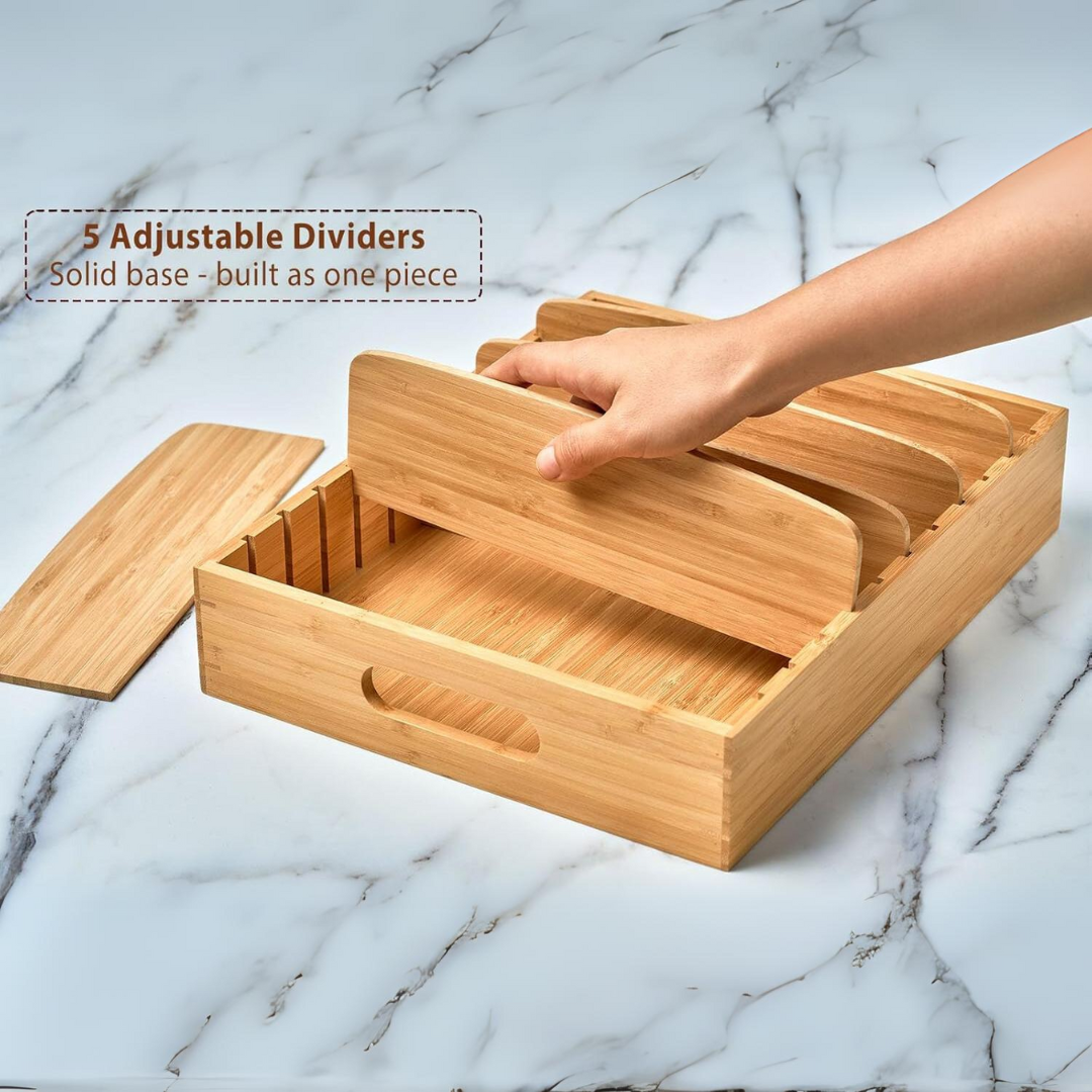 Bamboe keuken organizer voor dekselopslag