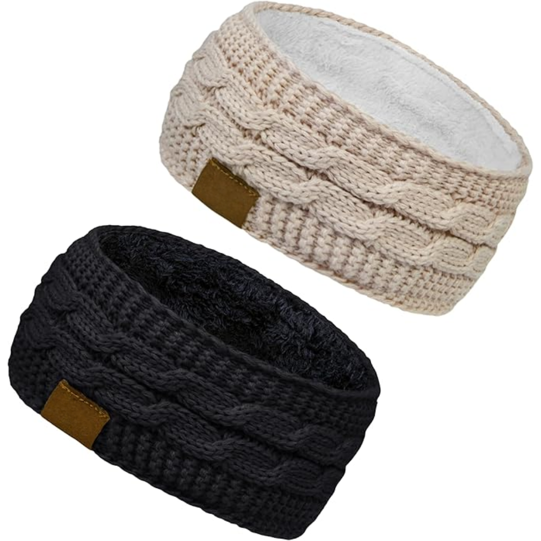 Warme gebreide oorwarmer haarband met fleecevoering