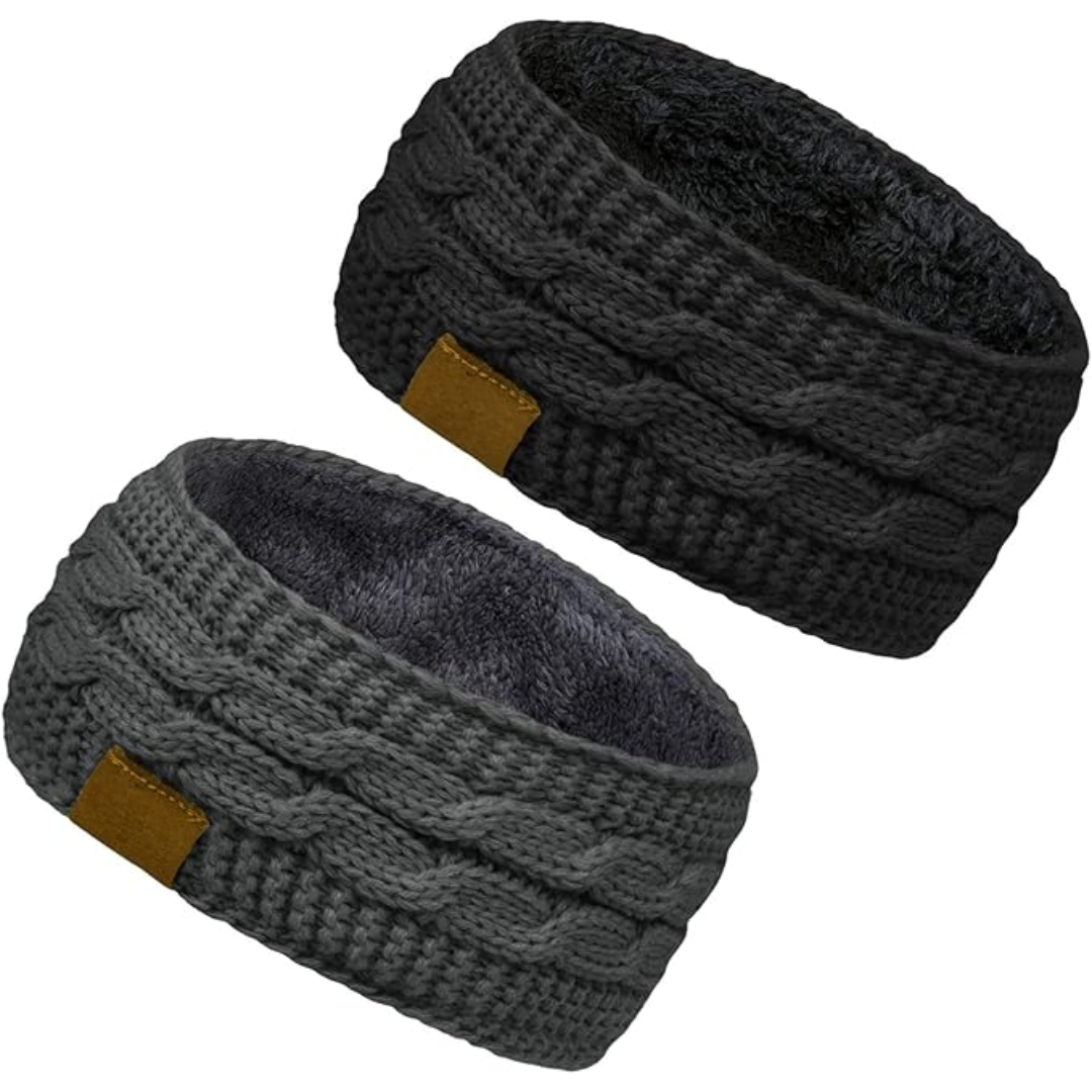 Warme gebreide oorwarmer haarband met fleecevoering