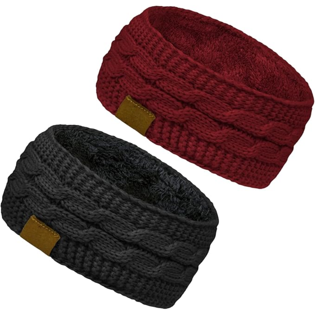 Warme gebreide oorwarmer haarband met fleecevoering