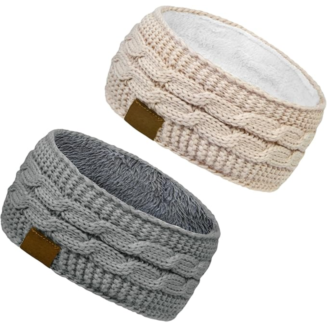 Warme gebreide oorwarmer haarband met fleecevoering