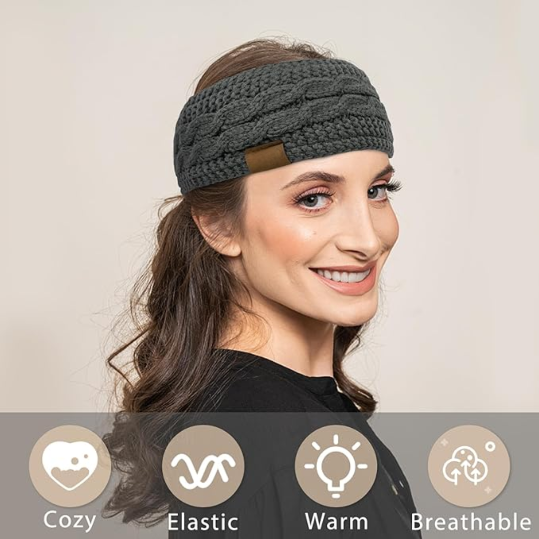Warme gebreide oorwarmer haarband met fleecevoering