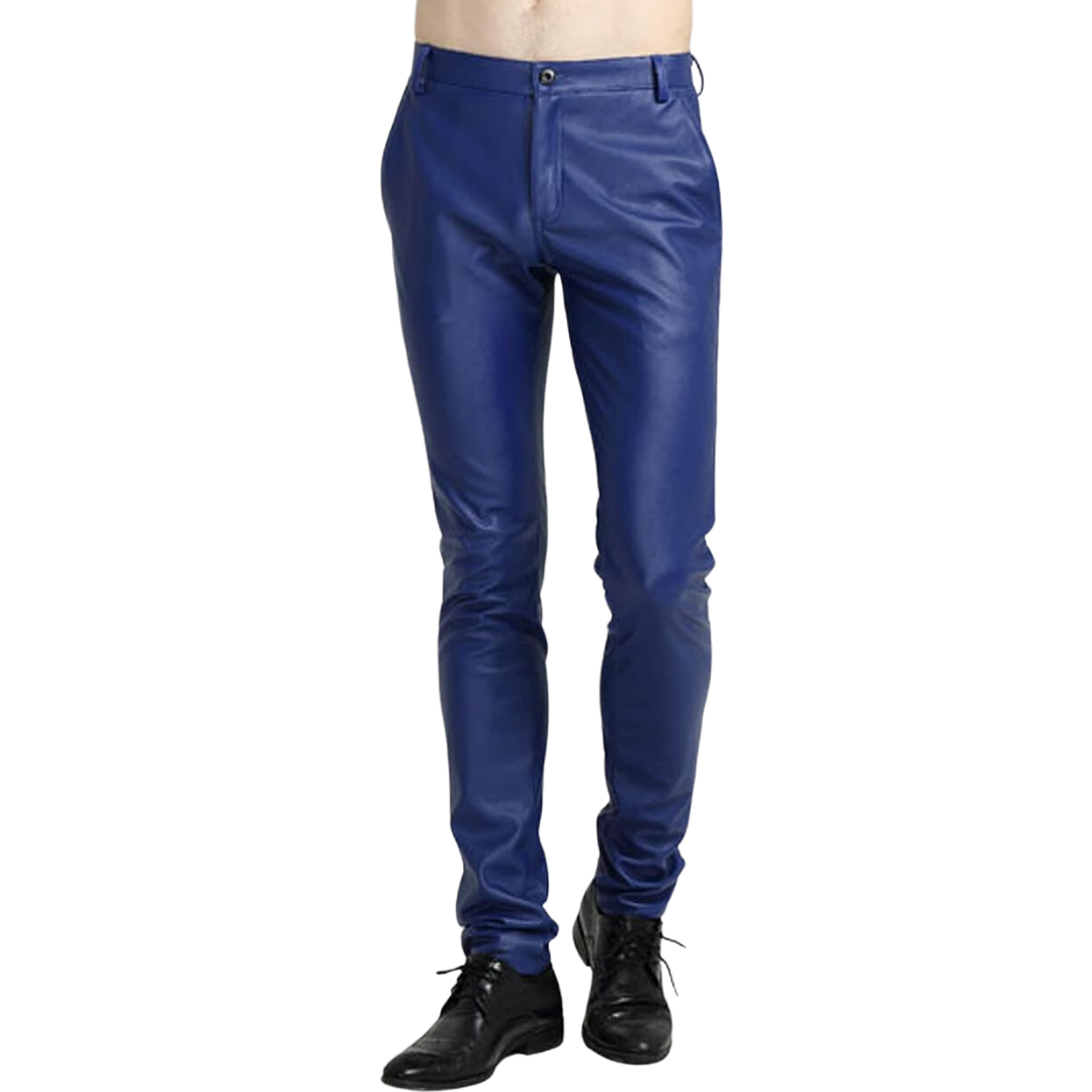Heren tapered faux leather biker broek