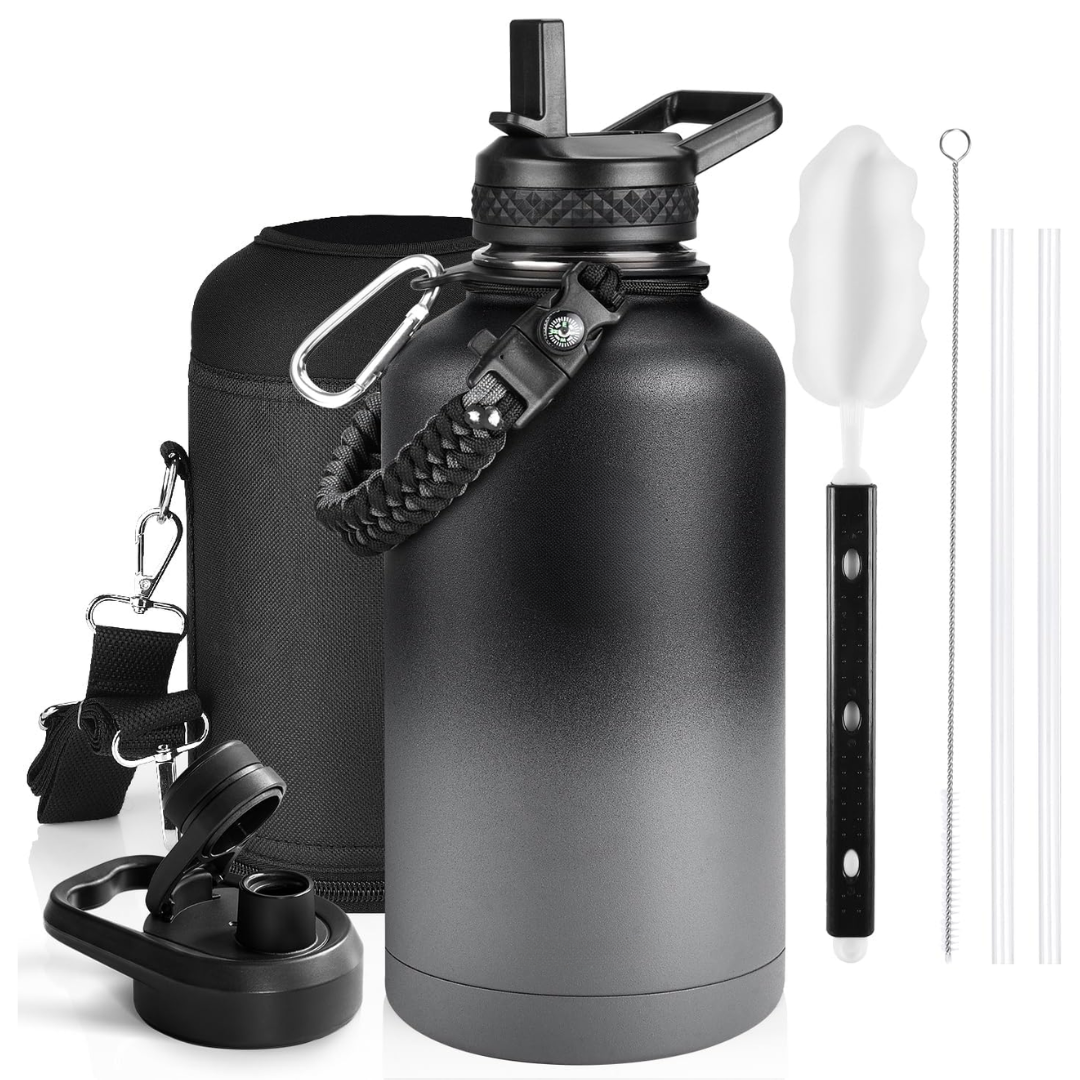 Geïsoleerde waterfles met paracordhandvat