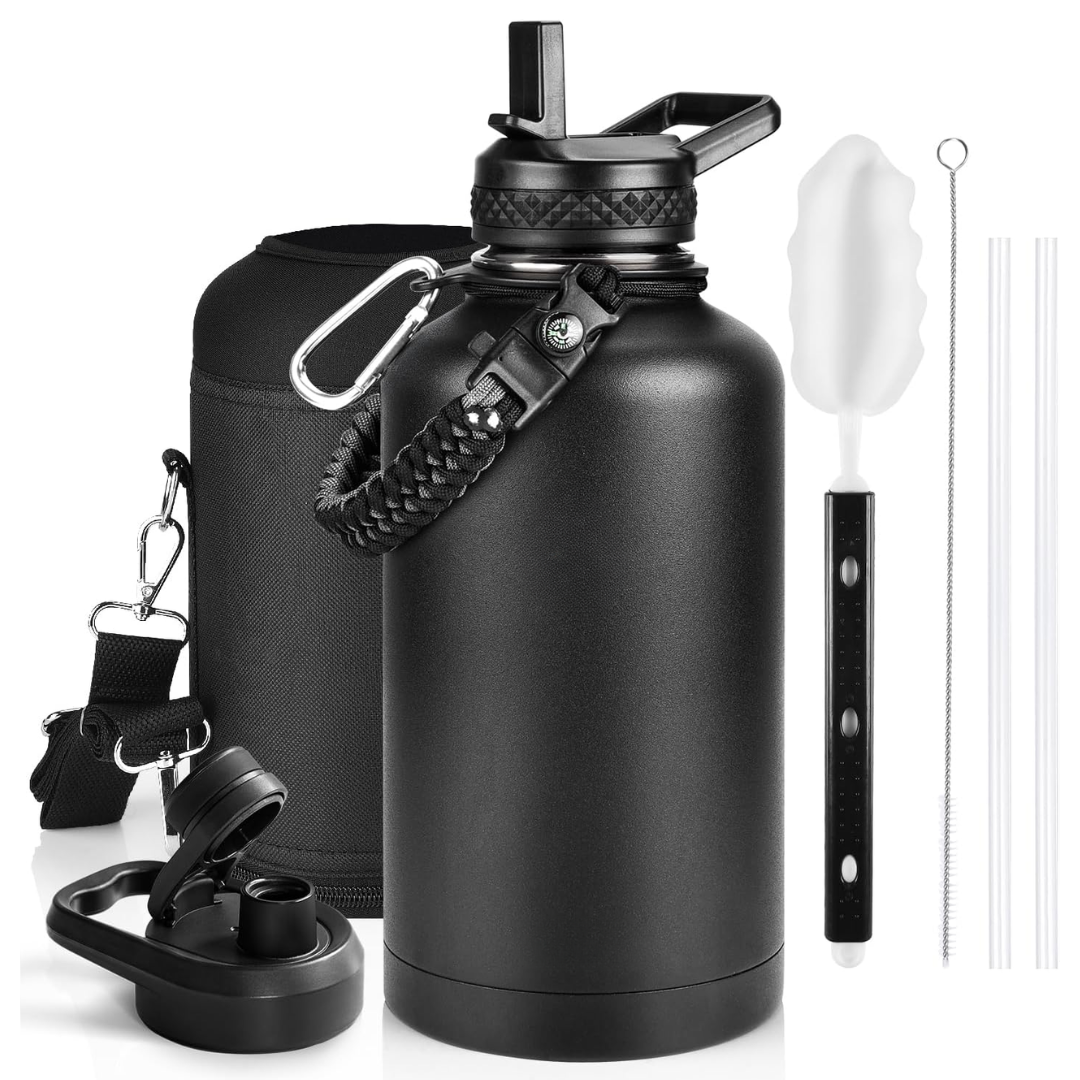 Geïsoleerde waterfles met paracordhandvat