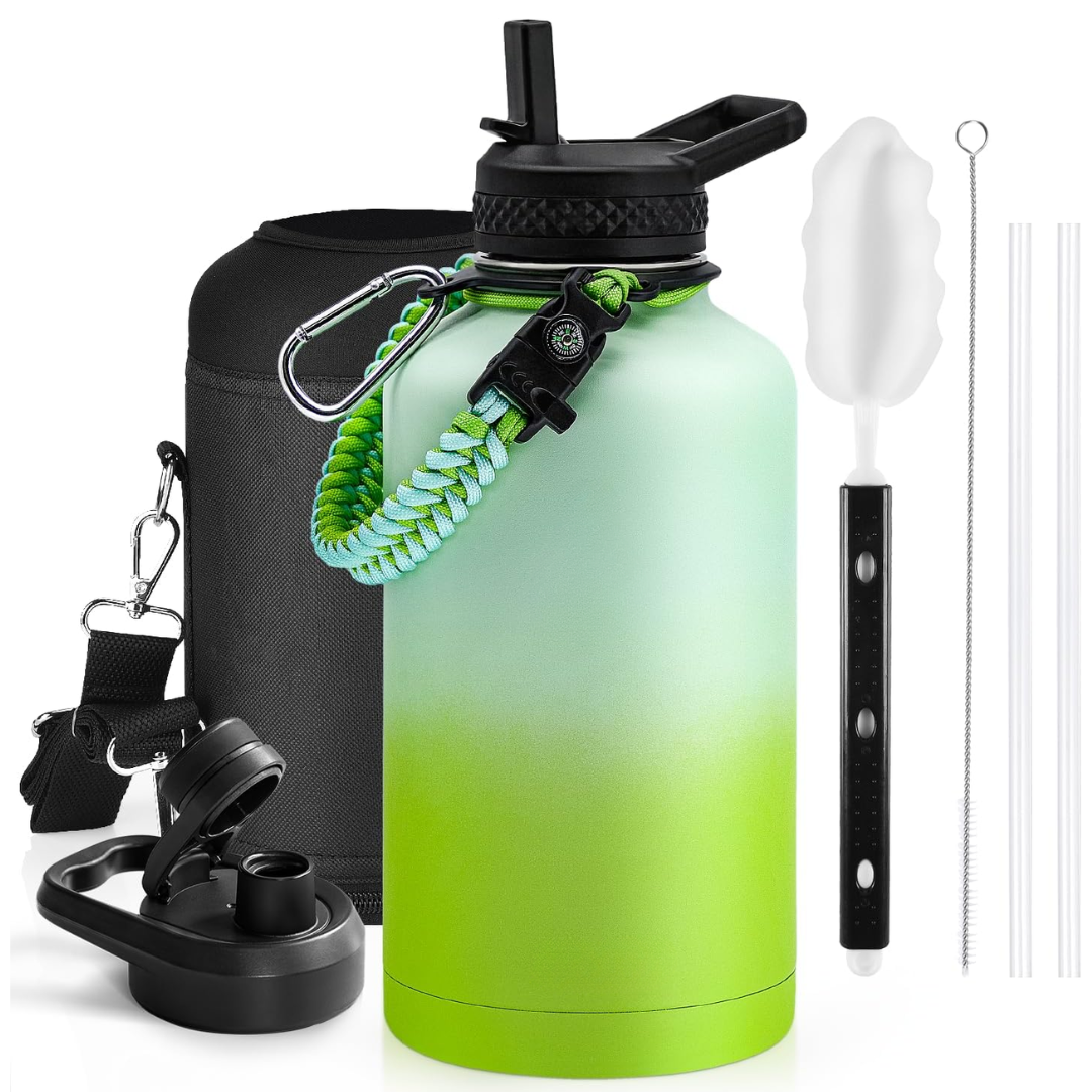 Geïsoleerde waterfles met paracordhandvat
