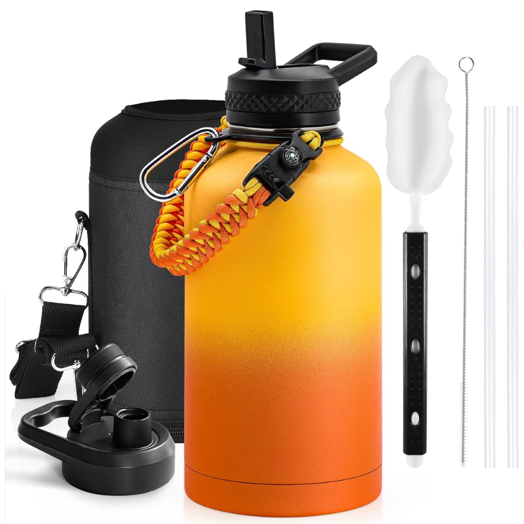 Geïsoleerde waterfles met paracordhandvat