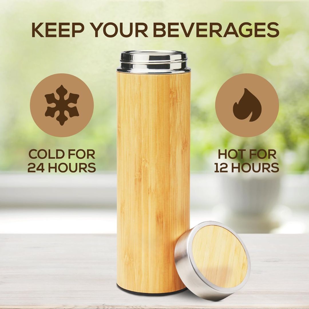 Geïsoleerde bamboe loose leaf thee infuser fles - 500ml