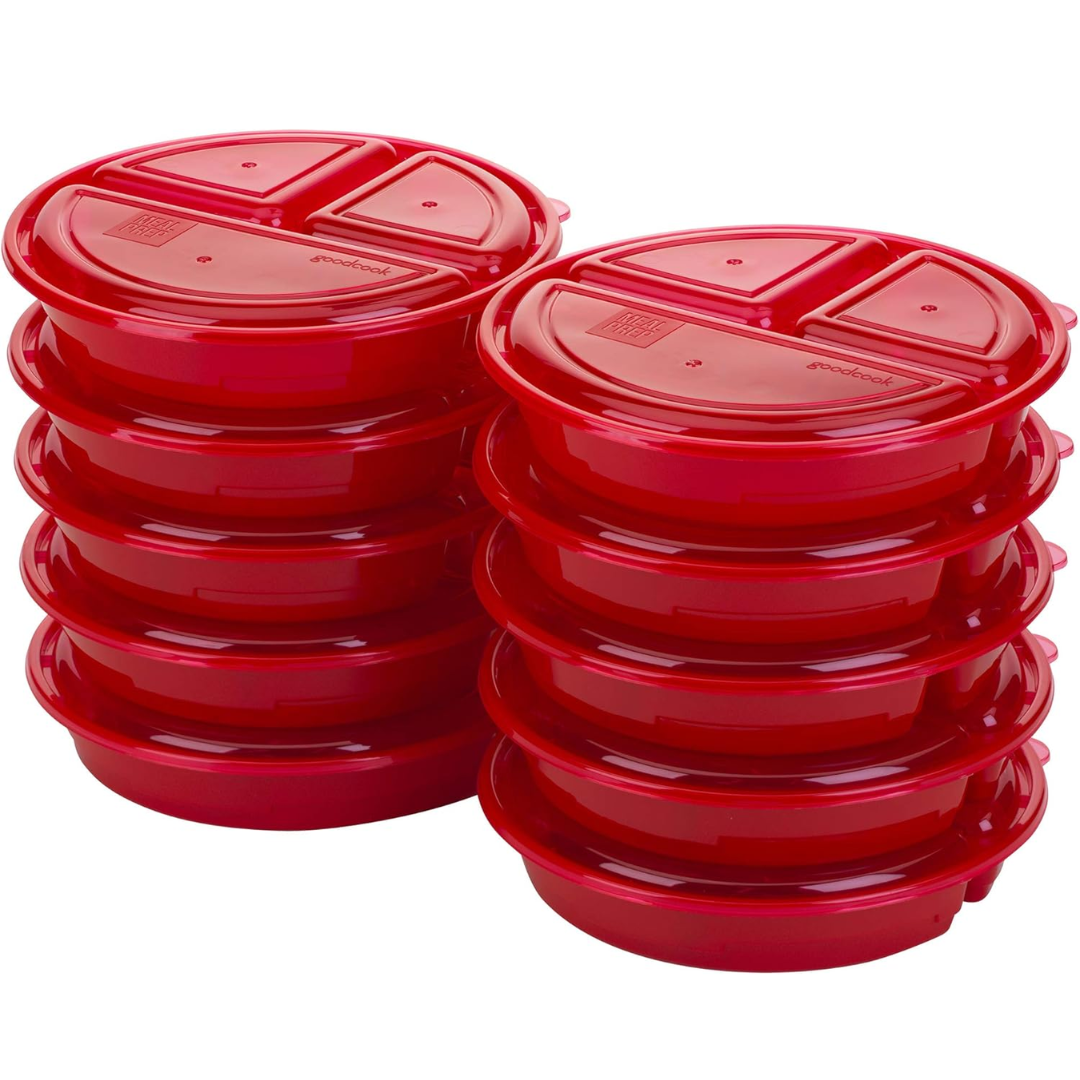 Maaltijdbakjes met 3 vakken, set van 10
