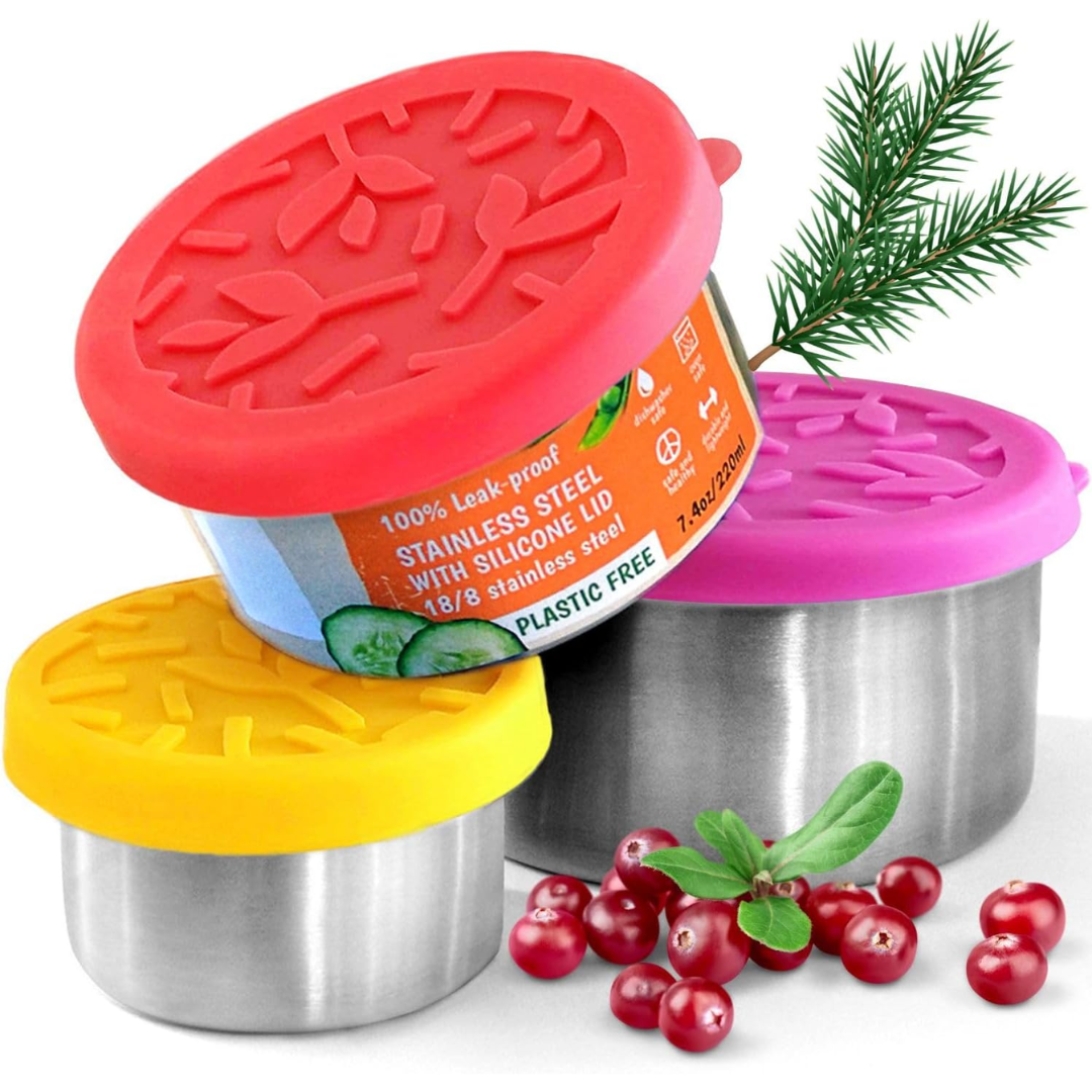 RVS-lunchdozenset met deksels van 100, 200 en 400 ml