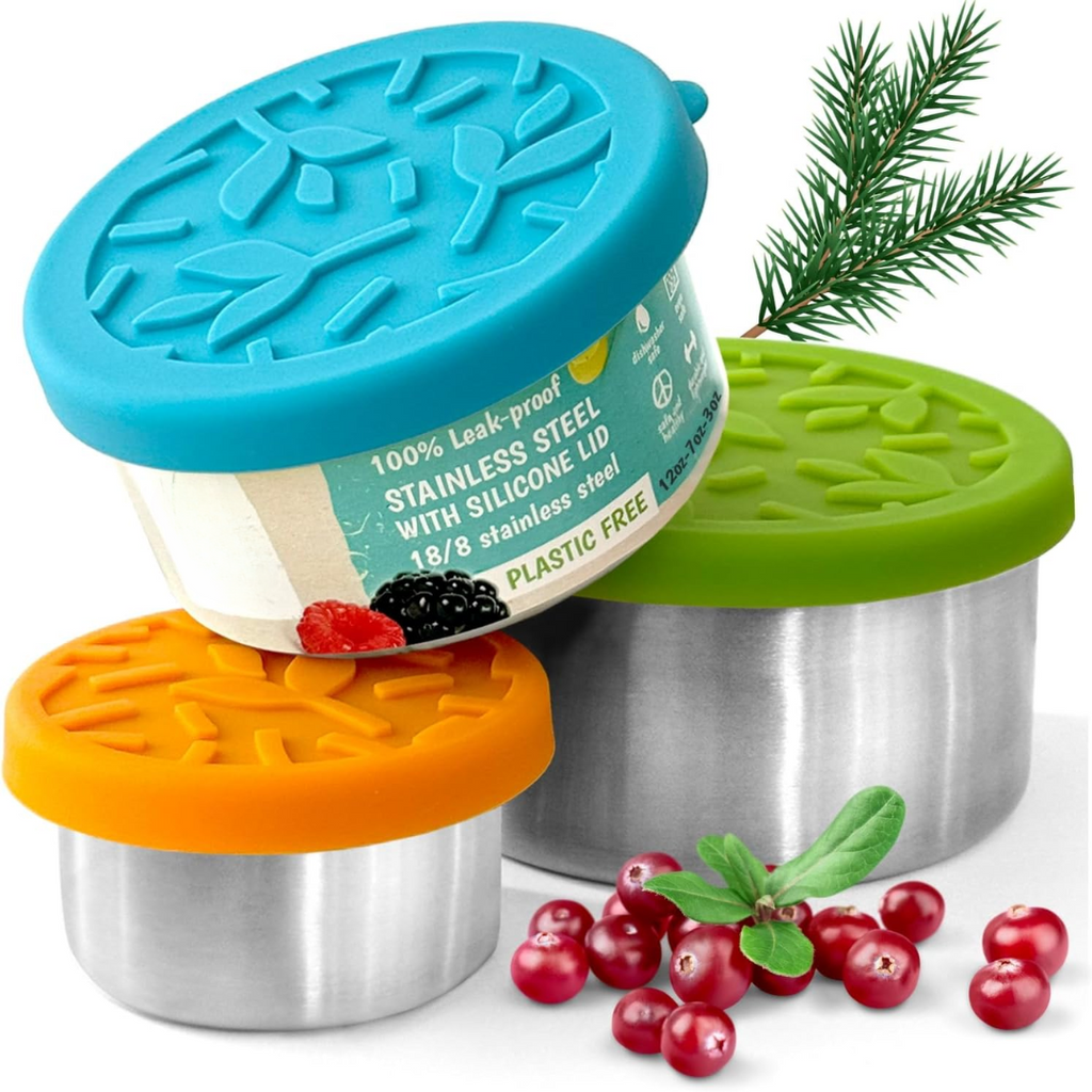 RVS-lunchdozenset met deksels van 100, 200 en 400 ml