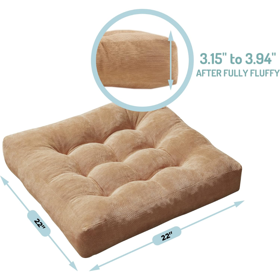 Grote ribfluwelen meditatiekussens, set van 2