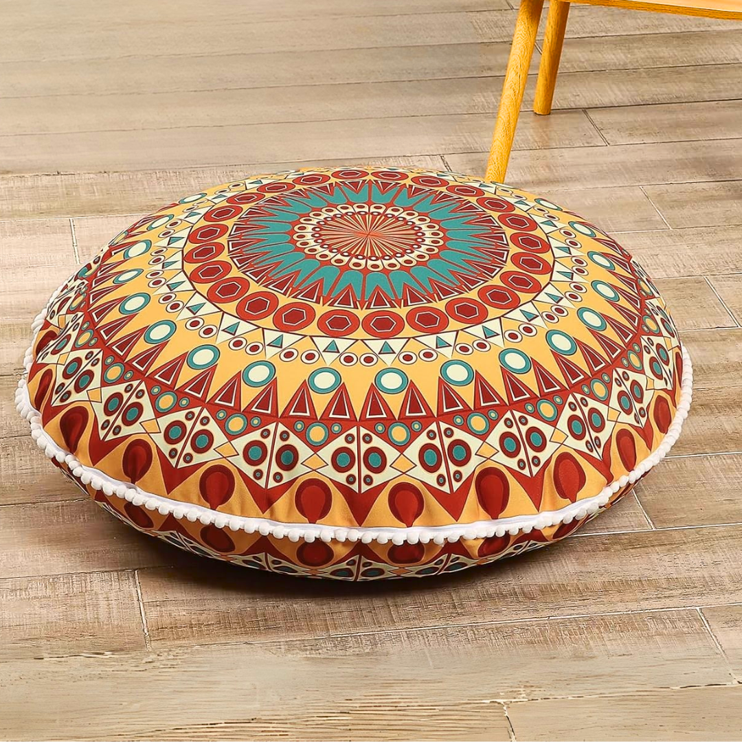 Rond groot meditatiekussen, voorzien van traagschuim (81 cm)