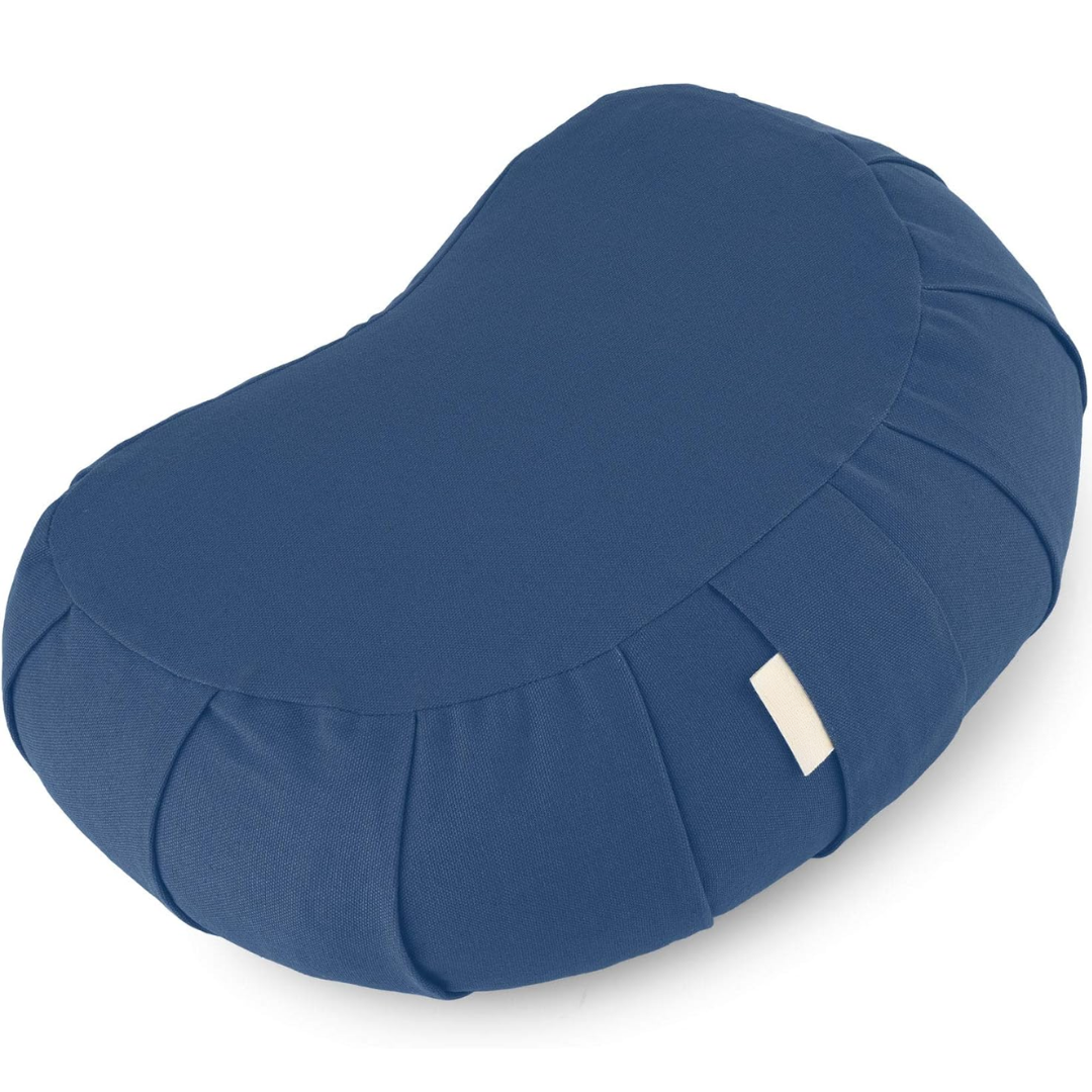 Curved organic cotton meditatiekussen met wasbare cover