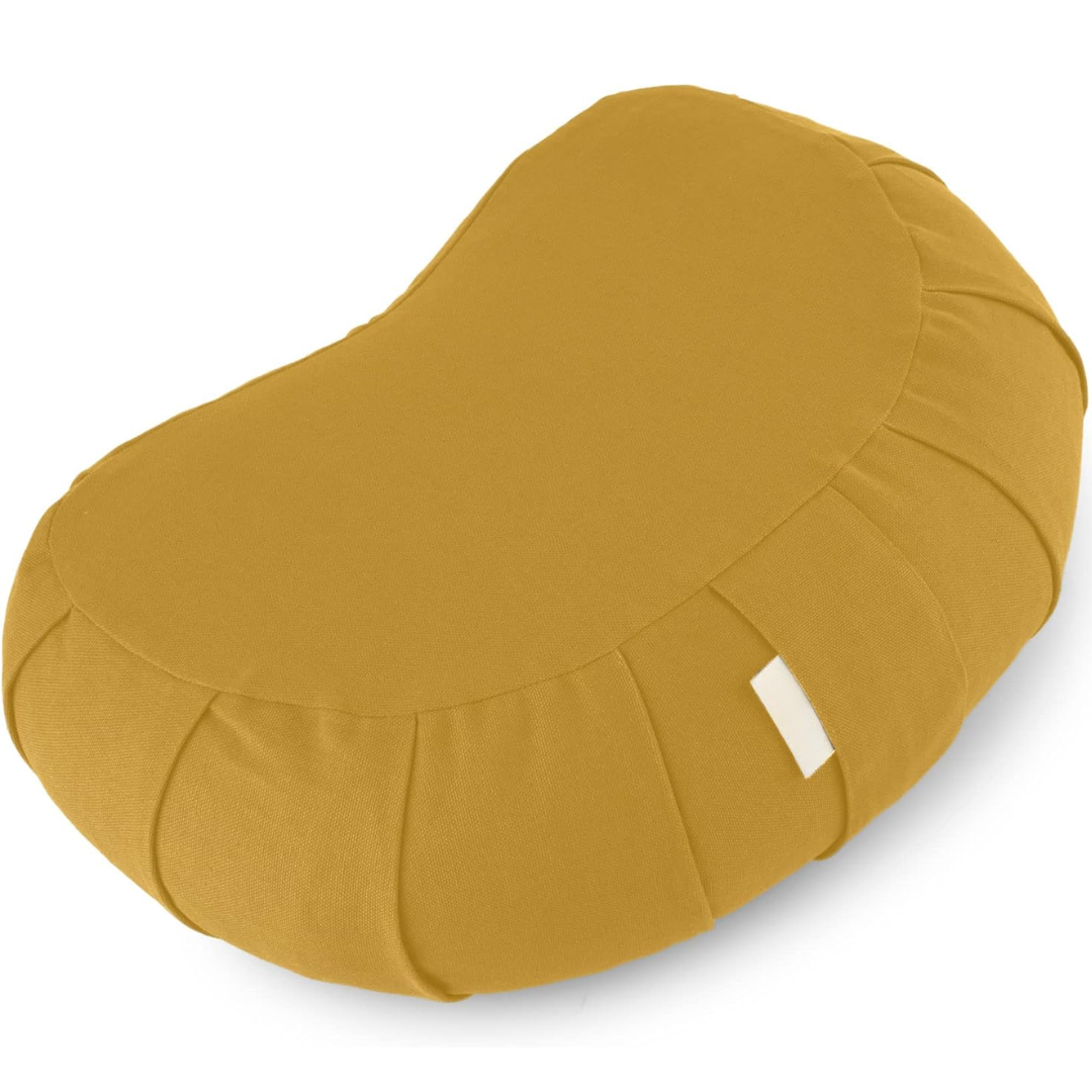 Curved organic cotton meditatiekussen met wasbare cover