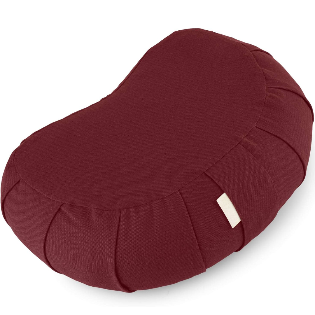 Curved organic cotton meditatiekussen met wasbare cover