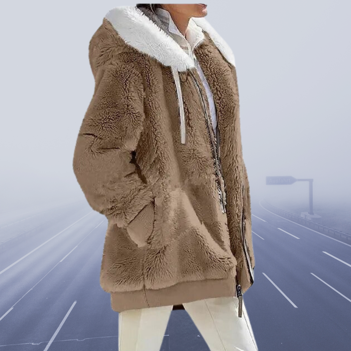 Casual fleece vest met capuchon