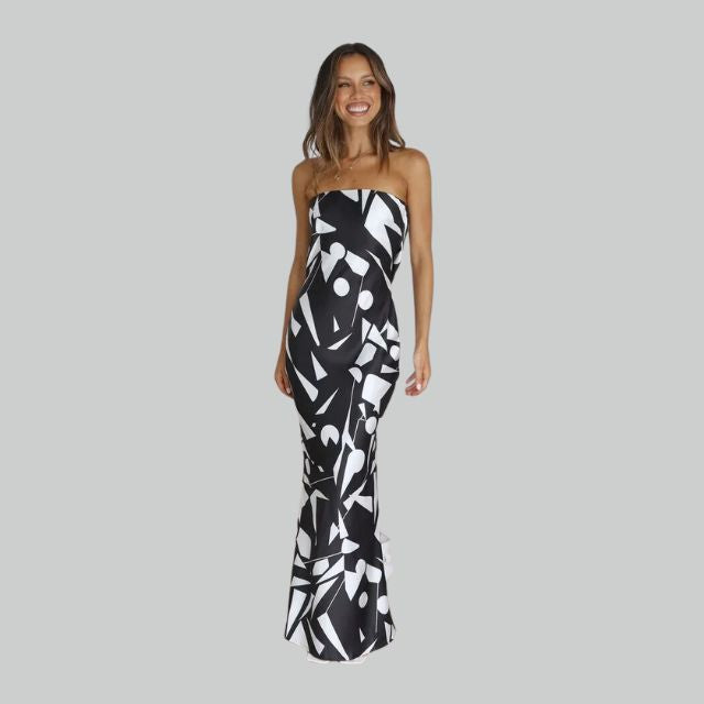 Strapless maxi-jurk met luchtige pasvorm