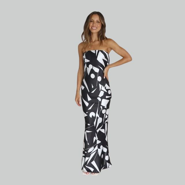 Strapless maxi-jurk met luchtige pasvorm