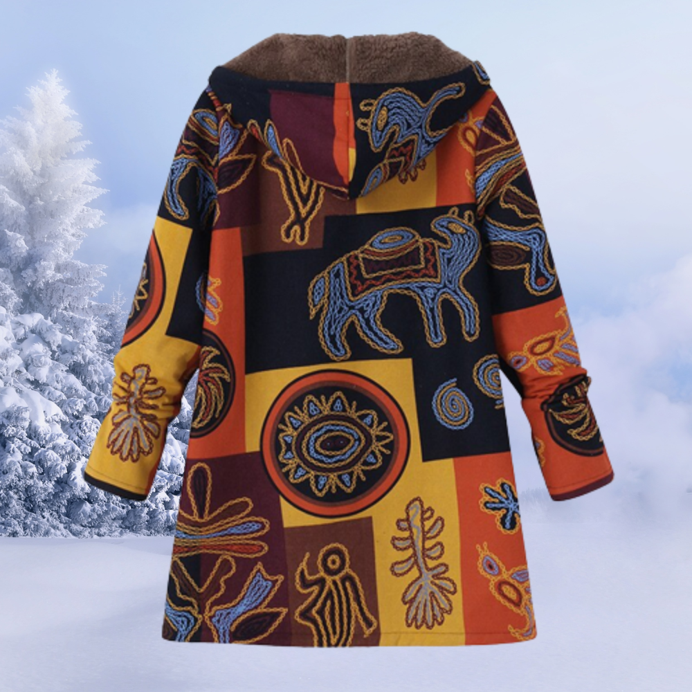 Dames winterjas met bloemenprint