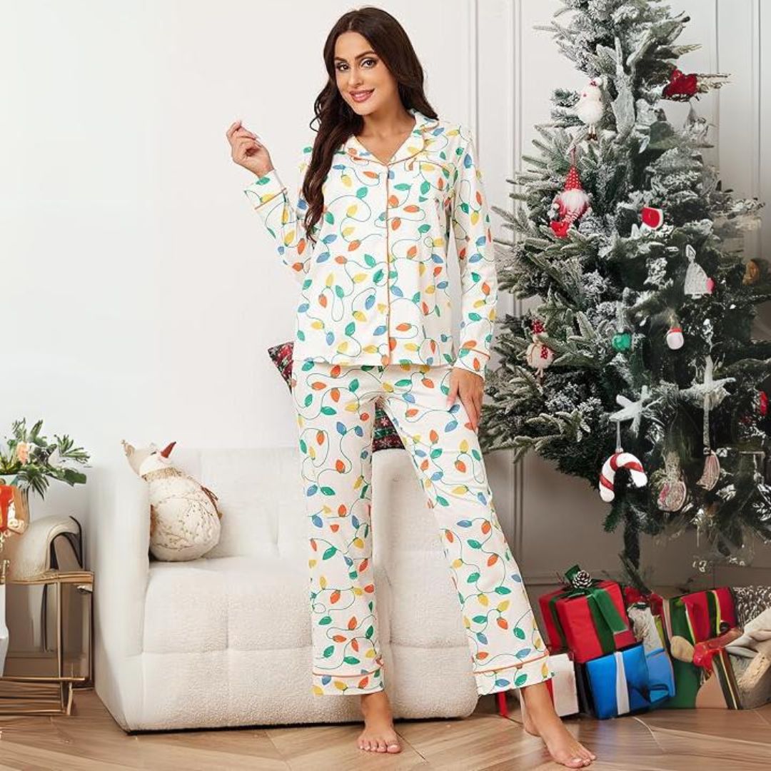 Katoenen kerst pyjama voor dames