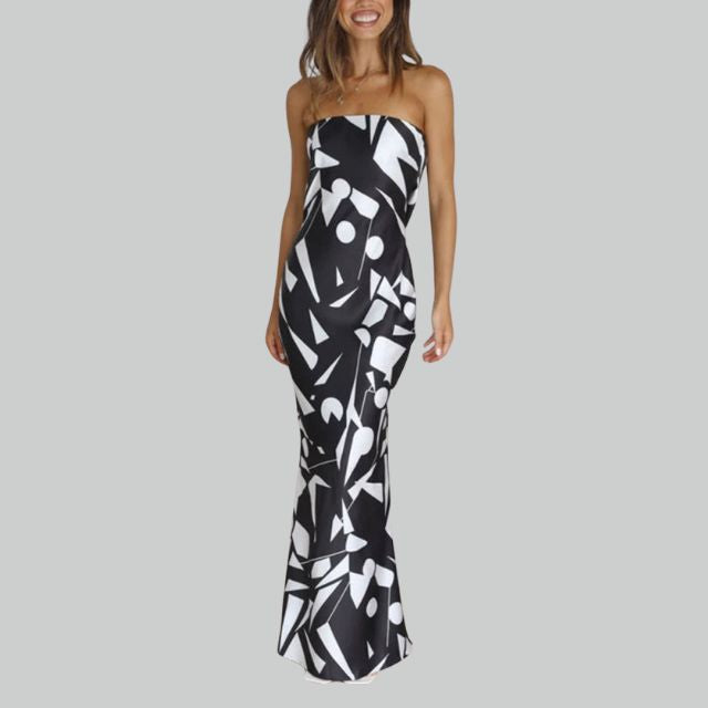Strapless maxi-jurk met luchtige pasvorm