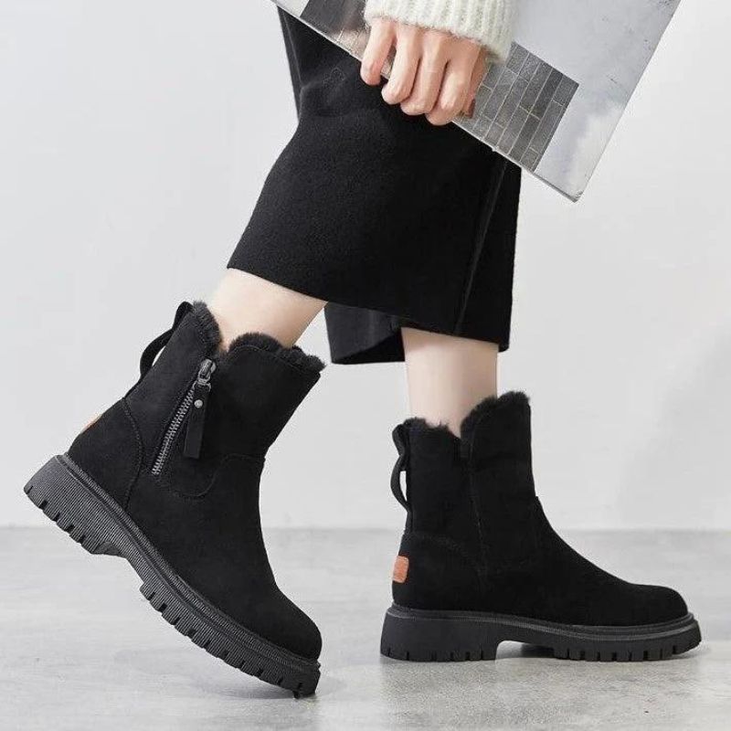 Damesboots met pluche voering van imitatiebont