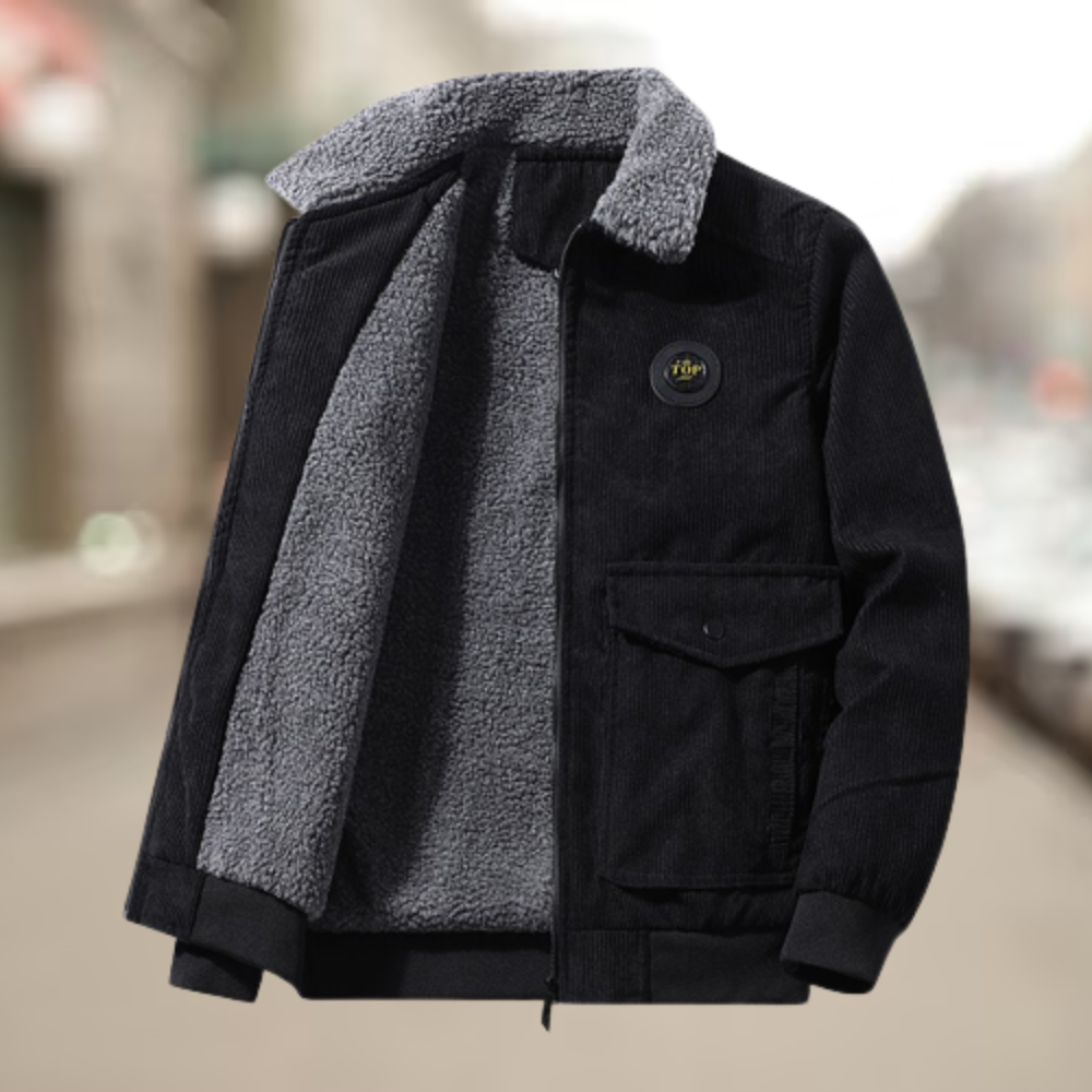 Heren corduroy jas met fleecevoering
