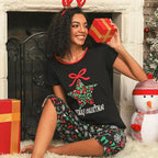 Korte mouwen top & capri broek kerst damespyjama
