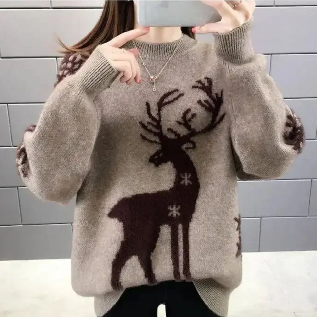 Manuela | Dameswintertrui met rendierpatroon