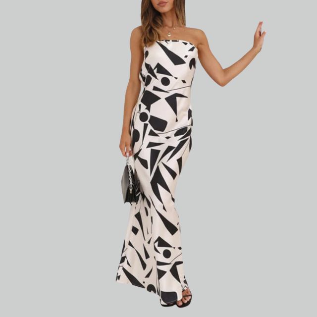 Strapless maxi-jurk met luchtige pasvorm