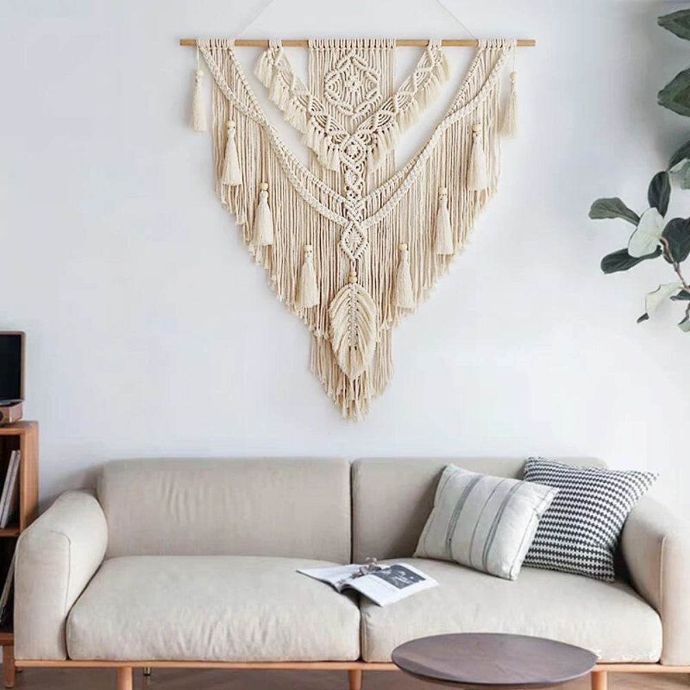 Scandinavische boho macramé wandhanger