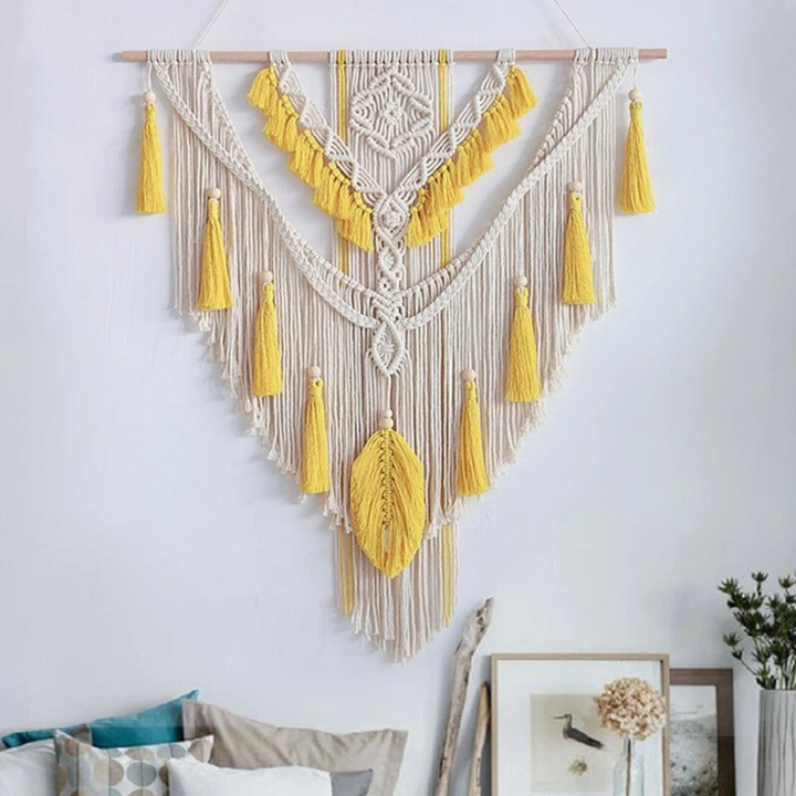 Scandinavische boho macramé wandhanger