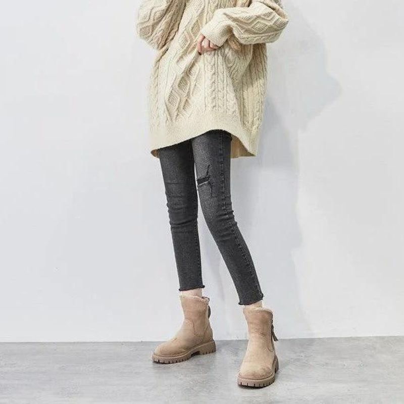 Damesboots met pluche voering van imitatiebont