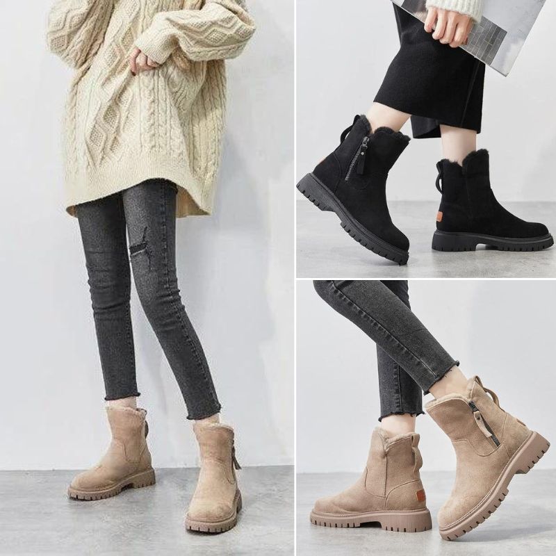 Damesboots met pluche voering van imitatiebont