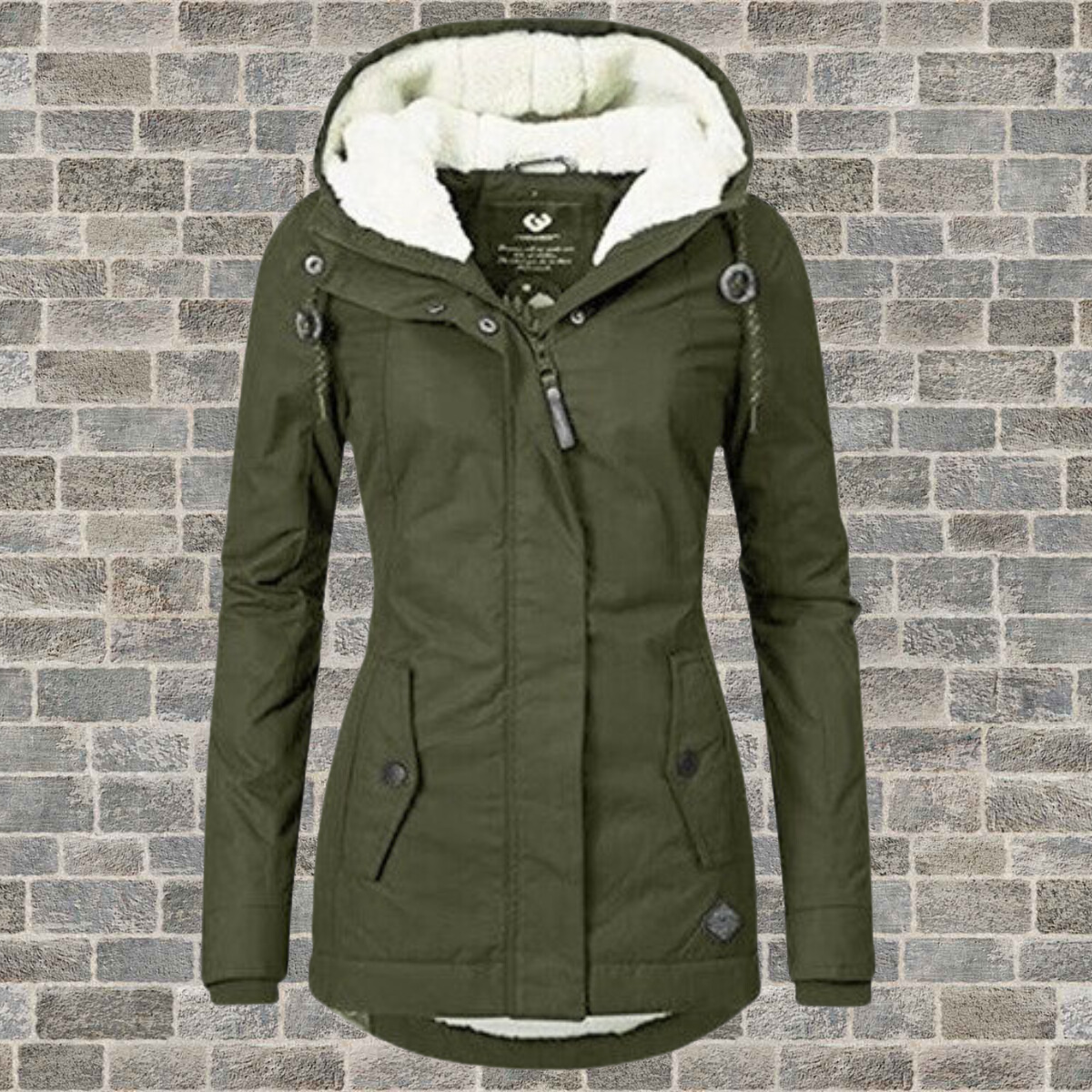 Plissé katoenen winterjas met capuchon